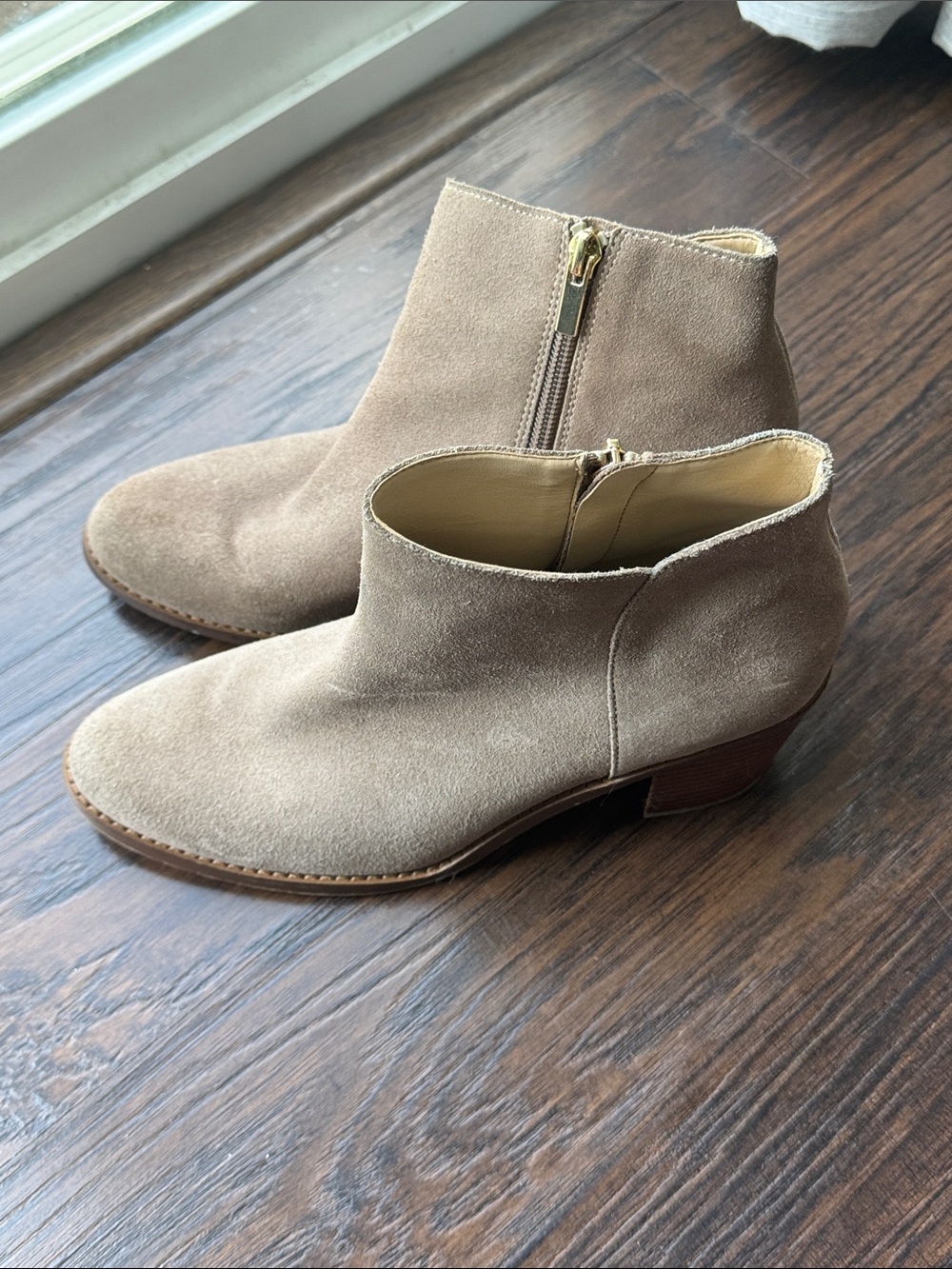 Lands' End Taupe Suede Ankle Booties